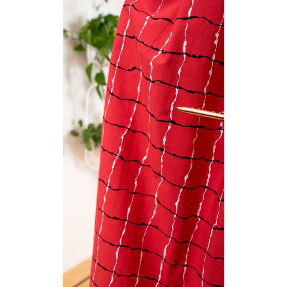 Vintage 1980s 80s Skirt JEANNE MARC Plaid Swing Midi High Waist Red Cotton - Picture 10 of 11